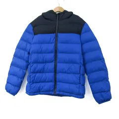 ユニクロ 中綿ジャケットジャンパーアウター ライトウォームパデットパーカ キッズ 男の子用 150サイズ ブルー UNIQLO 【中古】