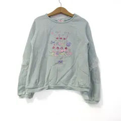メゾピアノ スウェット トレーナー トップス ビジュー チュール キッズ 女の子用 140サイズ ミントグリーン Mezzo Piano 【中古】