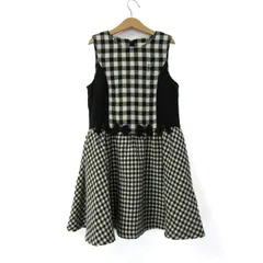 クミキョク ワンピース トップス ノースリーブ チェック柄 キッズ 女の子用 LLサイズ 黒×白 組曲 【中古】のサムネイル