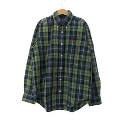 ラルフローレン 長袖シャツ トップス ボタンダウン チェック柄 キッズ 男の子用 150サイズ 緑×紺×赤 RALPH LAUREN 【中古】