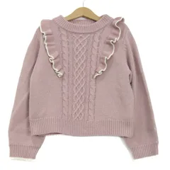 メゾピアノ ニット トップス 長袖 フリル ケーブル編み セーター キッズ 女の子用 130サイズ ピンク Mezzo Piano 【中古】