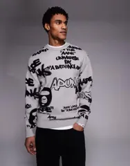 ベイシング エイプ メンズ アウター ニット・セーター プリント Aape by A Bathing Ape knit sweater with all over graffiti print Mulのサムネイル