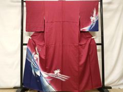 黒赤 鶴 金彩 ・洗える合わせ附け下げ | Mercari