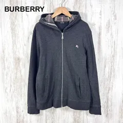 00s BURBERRY BLACK LABEL バーバリーブラックレーベル ホースロゴ刺繡 ノバチェック フーディ フルジップアップ パーカー グレー メンズ お兄系 平成