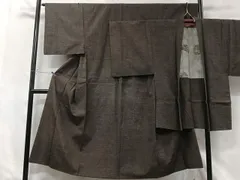 平和屋着物■男性　紬　アンサンブル　赤墨色　正絹　逸品　CABG6466xe