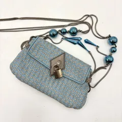 希少◎MARC JACOBS マークジェイコブス ボールチェーン 編み込みレザー ショルダーバッグ ミニポシェット イタリア製 レディース