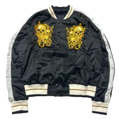 アレキサンダーマックイーン ALEXANDER MCQUEEN 17SS Skull Embroidery Silk Jacket Sukajan スカル刺繍 ブルゾン ジャケット スカジャン 短丈 黒 ブラック ゴールド 48のサムネイル
