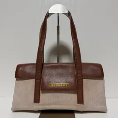 BVLGARI ブルガリ ハンドバッグ キャンバス レザー ベージュ ブラウン ロゴプレート B609のサムネイル