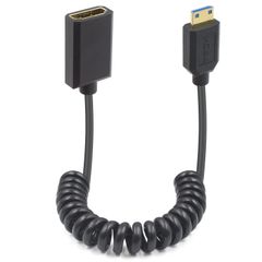 Duttek 8K Mini HDMI to HDMI延長ケーブル 4フィート 48Gbps 超薄型 HDMIメスミニHDMIオスコイルケーブル 2.1バージョン 双方向伝送対応 カメラ ビデオカメラ プロジェクター用 1.2m