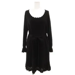 トゥービーシック TO BE CHIC ニット チュニックワンピース ミニ 長袖 リボン付き 黒 ブラック /SDのサムネイル