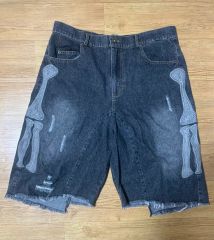 kapital 14ozブラックデニム 5PショートパンBONE刺繍 34 ② KAPITAL]14ozブラックデニム5PショートパンツBONE刺繍サイズ34 - メルカリ