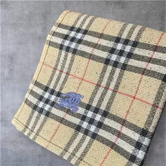 BURBERRY ノバチェック タオルハンカチ 刺繍 ホースロゴ 片面ガーゼ 片面パイル地