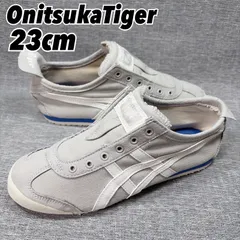 0591良品【オニツカタイガー】メキシコ66スリッポン 23cm グレー×ホワイト