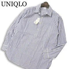 未使用品★ UNIQLO ユニクロ 通年 【エクストラファインコットンブロードプルオーバーストライプシャツ】 長袖 Sz.M メンズ