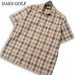DAKS GOLF ダックス ゴルフ 春夏 コットン100％★ 半袖 シアサッカー チェック柄 ボタンダウン シャツ 日本製 Sz.L メンズ