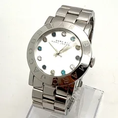 C156【美品・稼働・電池交換済】 MARC JACOBS Amy シルバーダイアル クリスタルインデックス レディースウォッチ ユニセックス