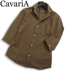 CavariA キャバリア 春夏★ 七分袖 鹿の子 ストレッチ スリム イタリアンカラー ボタンダウン シャツ Sz.46 メンズのサムネイル