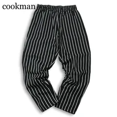 【美品】 cookman クックマン 通年★ ストライプ ワイド ビッグシルエット シェフパンツ 大きいサイズ Sz.XL メンズ 黒のサムネイル