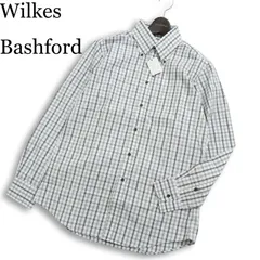 【新品 未使用】 Wilkes Bashford タカキュー 通年 コットン100％★ 長袖 ドビー チェック ボタンダウン シャツ Sz.M メンズのサムネイル