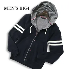 MEN'S BIGI メンズビギ 通年★ スウェット スリム ボタンダウン パーカー フーディ 羽織り Sz.1 メンズ 紺 ネイビーのサムネイル