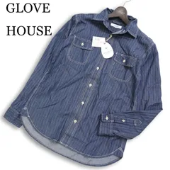 【新品 未使用】 Glove House グローブハウス 通年 コットン100％★ 長袖 ウォバッシュ デニム ワーク シャツ Sz.M メンズ