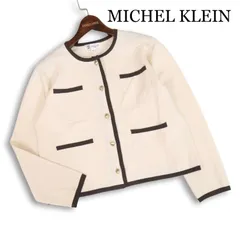 MICHEL KLEIN ミッシェルクラン 春夏★ ショート丈 バイカラー ノーカラー ジャケット Sz.38 レディースのサムネイル