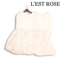 【新品 2枚セット】 L'EST ROSE レストローズ 半袖 リブ 花柄 ドッキング ワンピース 日本製 Sz.2 レディース 未使用