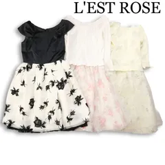 【美品 3枚セット】L'EST ROSE レストローズ 半袖 花柄 切替 ワンピース 日本製 Sz.黒 M　黄色＆ピンク 2 レディース 黒