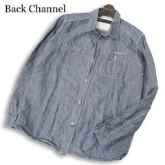 Back Channel バックチャンネル 春夏★ リネン混 長袖 シャンブレー ロゴ刺繍 ワーク シャツ 日本製 Sz.L メンズのサムネイル