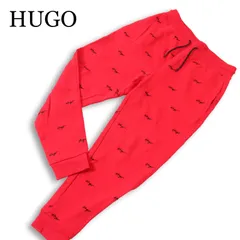 HUGO ヒューゴ HUGO BOSS ヒューゴボス 【Duritiba】 ロゴ刺繍 総柄★ スウェット トラック ジョガー パンツ Sz.S メンズのサムネイル
