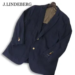 J.LINDEBERG Jリンドバーグ 通年 イタリア製生地★ 金ボタン ブレザー 紺ブレ ジャケット 大きいサイズ Sz.56R メンズのサムネイル