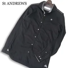 St ANDREWS セントアンドリュース ゴルフ 通年 ロゴ刺繍★ 長袖 ストレッチ シャツ 大きいサイズ Sz.LL メンズ 黒のサムネイル