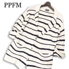 PPFM ペイトンプレイス 春夏★ 7分袖 ボーダー ニット カーディガン ジャケット Sz.L メンズのサムネイル