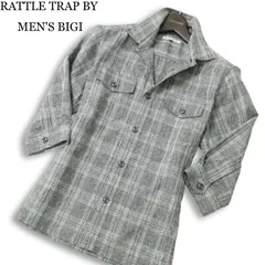 RATTLE TRAP メンズビギ 春夏★ 7分袖 チェック ワーク シャツ ジャケット Sz.M　メンズ グレーのサムネイル