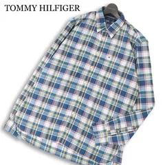 TOMMY HILFIGER トミーヒルフィガー 通年★ ロゴ刺繍 長袖 チェック柄 ボタンダウン シャツ 大きいサイズ Sz.XL メンズ