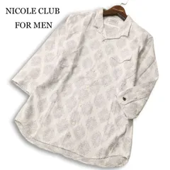 【美品】NICOLE CLUB FOR MEN ニコルクラブ フォーメン 春夏★ 7分袖 総柄 ワーク シャツ Sz.48 メンズ