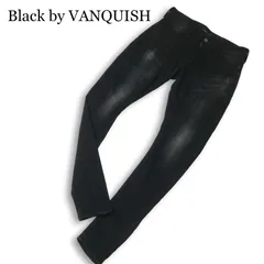 Black by VANQUISH ヴァンキッシュ USED加工★ スキニー ストレッチ デニム パンツ ジーンズ Sz.34 メンズ 黒 日本製のサムネイル