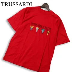 イタリア製★ TRUSSARDI トラサルディ 春夏★ 半袖 ロゴ刺繍 Tシャツ カットソー Sz.M メンズ 赤のサムネイル
