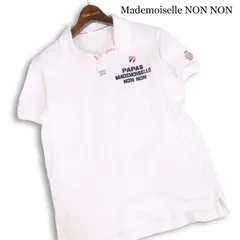 Mademoiselle NON NON マドモアゼルノンノン 春夏★ 半袖 鹿の子 ロゴ刺繍 ポロシャツ Sz.M レディース 白のサムネイル
