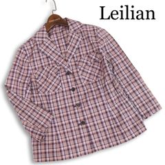 Leilian レリアン 通年☆ チェック柄 ワーク テーラード ジャケット 