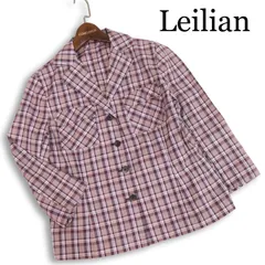 Leilian レリアン 通年★ チェック柄 ワーク テーラード ジャケット 日本製 大きいサイズ Sz.13 レディース