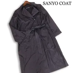SANYO COAT サンヨーコート 春夏 ナイロン100%★ 薄手 スプリング トレンチ コート Sz.9 レディース 黒のサムネイル