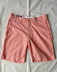POLO RALPH LAUREN ポロラルフローレン オレンジ ギンガムチェック サーフィールド ショーツ 32