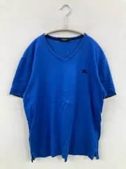 BURBERRY BLACK LABEL バーバリーブラックレーベル Tシャツ/カットソー 3 ブルー 無地 ミドル丈 半袖 Vネック
