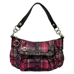 COACH(コーチ) ショルダーバッグ ポピータータングルーヴィー 14366 ピンク×パープル×黒 チェック柄 レザー