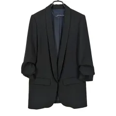 ZARA ザラ レディース 秋冬 7分袖オープンタイプジャケット ブラック XS 44383