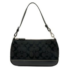 【極美品】COACH コーチ アクセサリーポーチ キャンバス 黒 6094 コーチ 6094 アクセサリーポーチ キャンバス レザー 黒 シグネチャー