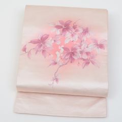 未使用] 小出謹製 錦泉 名古屋帯 正絹 ピンク 桜 花びら お太鼓 塩瀬