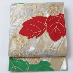 お買い得品！振袖用 袋帯 帯丈460cm 正絹 六通 唐織 桐 クリーム系 1243-00595