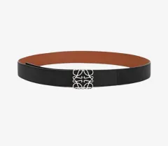 LOEWE ロエベ ソフトグレインドカーフスキン リバーシブル アナグラム ベルト ブラック タンのサムネイル